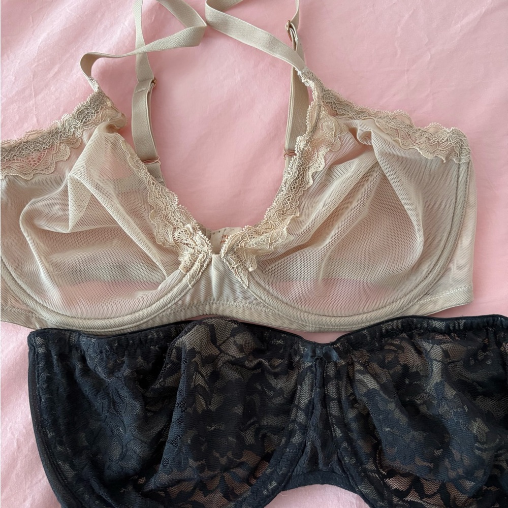 DKNY Black strapless and beige bra lot (2)  34DD
